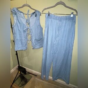 Nasty Gal SET - size 10- worn once - Light Blue Denim Vest with matching jeans